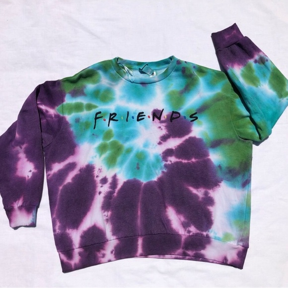 FRIENDS Sitcom H&M Tie Dye Crewneck Sweatshirt LARGE - Picture 1 of 4